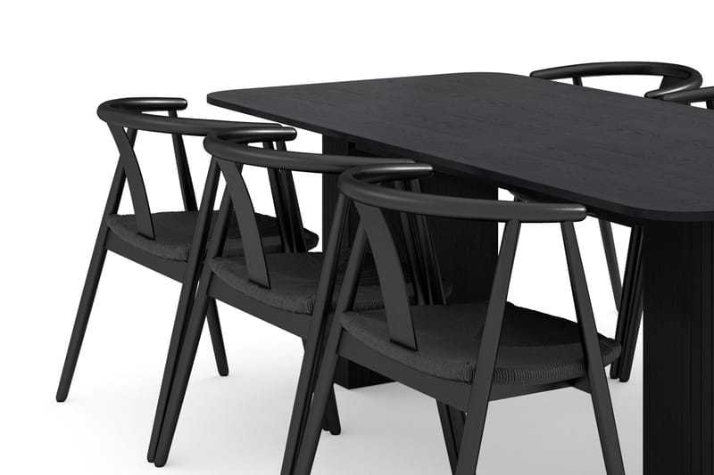 Kopparbo Matgrupp 200-260 cm Förlängningsbart med 6 Cytie Karmstolar - Svart - Products - Möbler - Bord & matgrupp - Matgrupp