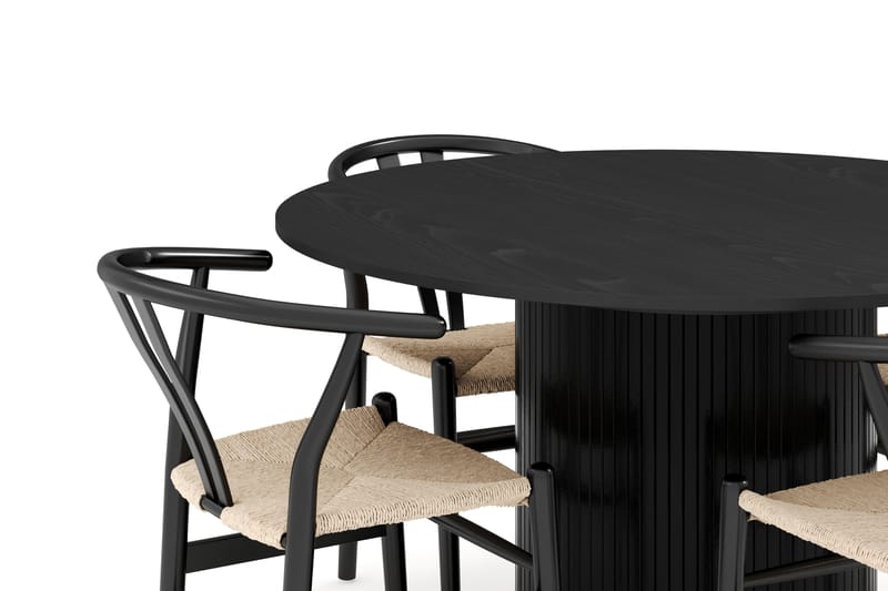Kopparbo Matgrupp förlängningsbart 130-180 cm Rund med 4 Dastoori Matstol - 2220067-4,2229282-1 - Svart - Products - Möbler - Bord & matgrupp - Matgrupp