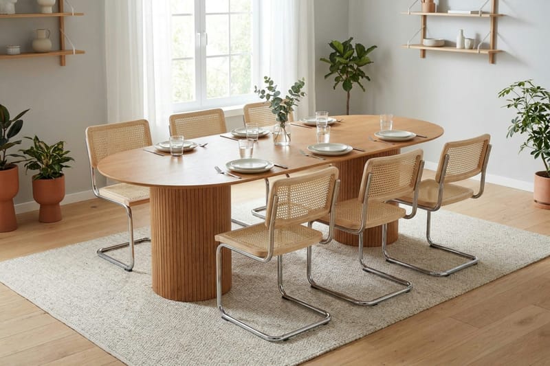 Kopparbo Matgrupp oval 220 cm Ek med 8 Build Matstolar - Ek - Products - Möbler - Bord & matgrupp - Matgrupp