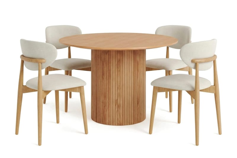 Kopparbo Matgrupp runt 110 cm Ek med 4 Molly Matstolar - Ek - Products - Möbler - Bord & matgrupp - Matgrupp