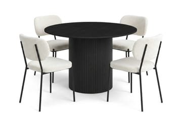 Kopparbo Matgrupp runt 110 cm Svart med 4 Gemmiano Matstolar - Svart - Products - Möbler - Bord & matgrupp - Matgrupp