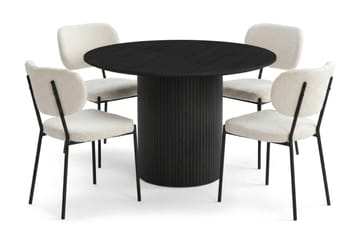 Kopparbo Matgrupp runt 110 cm Svart med 4 Gemmiano Matstolar - Svart - Products - Möbler - Bord & matgrupp - Matgrupp