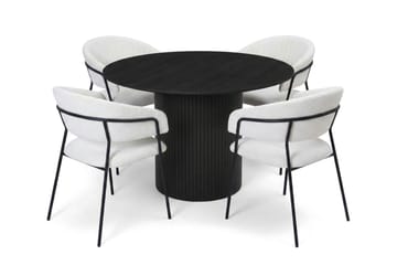 Kopparbo Matgrupp runt 110 cm Svart med 4 Karol Matstolar - Svart - Products - Möbler - Bord & matgrupp - Matgrupp