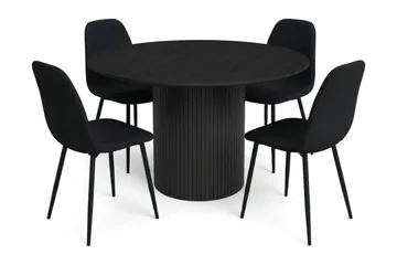 Kopparbo Matgrupp runt 110 cm Svart med 4 Nibe Matstolar - Svart - Products - Möbler - Bord & matgrupp - Matgrupp