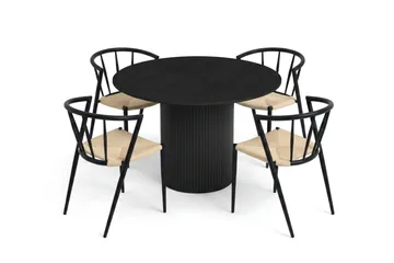 Kopparbo Matgrupp runt 110 cm Svart med 4 Winston Matstolar - Svart - Products - Möbler - Bord & matgrupp - Matgrupp