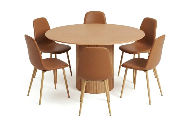 Kopparbo Matgrupp runt 130 cm Ek med 6 Nibe Matstolar - Ek - Products - Möbler - Bord & matgrupp - Matgrupp