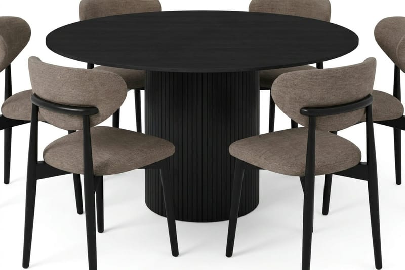 Kopparbo Matgrupp runt 130 cm Svart med 6 Molly Matstolar - Svart - Products - Möbler - Bord & matgrupp - Matgrupp