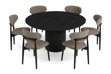 Kopparbo Matgrupp runt 150 cm Svart med 6 Molly Matstolar - Svart - Products - Möbler - Bord & matgrupp - Matgrupp
