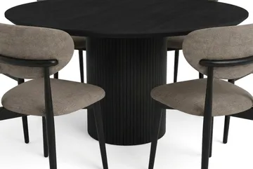 Kopparbo Matgrupp runt 150 cm Svart med 6 Molly Matstolar - Svart - Products - Möbler - Bord & matgrupp - Matgrupp