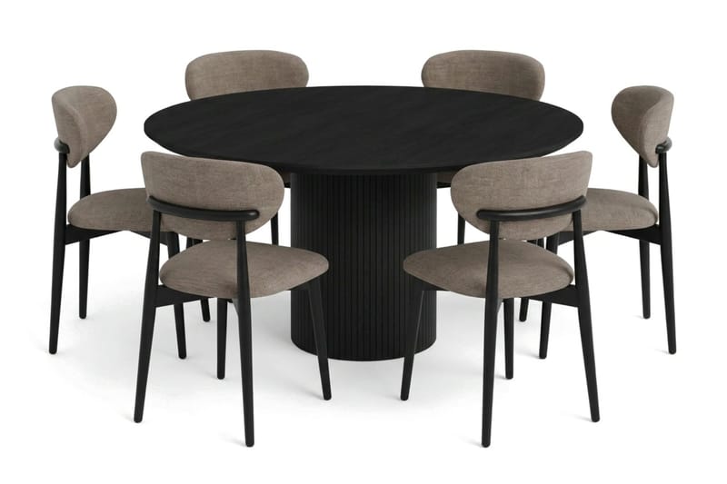 Kopparbo Matgrupp runt 150 cm Svart med 6 Molly Matstolar - Svart - Products - Möbler - Bord & matgrupp - Matgrupp