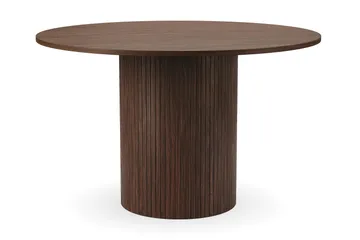 Kopparbo Runt Matbord 120 cm med 4 Katy Matstolar - Mörkbrun / Greige Bouclé / Metallben Svart - Products - Möbler - Bord & matgrupp - Matgrupp