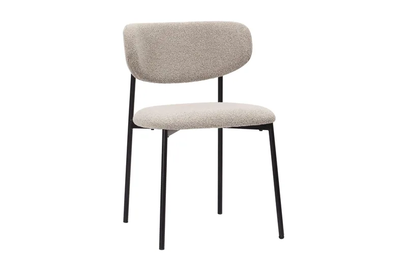 Kopparbo Runt Matbord 120 cm med 4 Lucy Matstolar - Mörkbrun / Greige Bouclé / Metallben Svart - Products - Möbler - Bord & matgrupp - Matgrupp