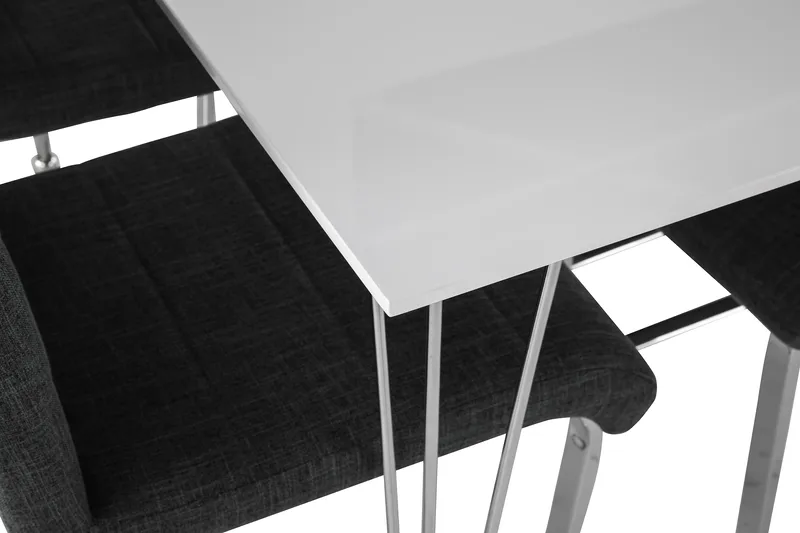 Kronblom Matgrupp 120 cm med 4 Cibus Stol - Vit/Krom/Grå - Products - Möbler - Bord & matgrupp - Matgrupp