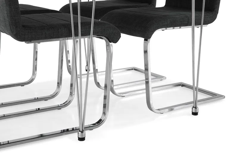 Kronblom Matgrupp 120 cm med 4 Cibus Stol - Vit/Krom/Grå - Products - Möbler - Bord & matgrupp - Matgrupp