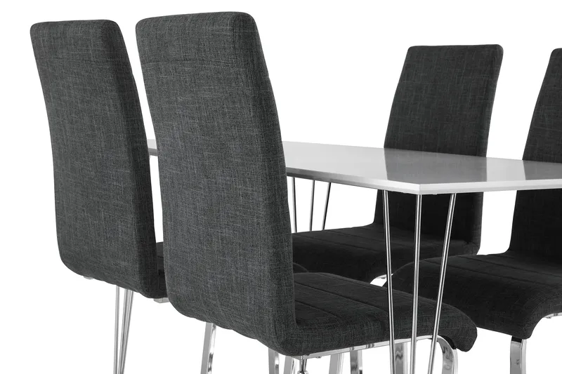 Kronblom Matgrupp 120 cm med 4 Cibus Stol - Vit/Krom/Grå - Products - Möbler - Bord & matgrupp - Matgrupp
