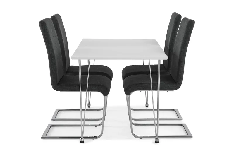 Kronblom Matgrupp 120 cm med 4 Cibus Stol - Vit/Krom/Grå - Products - Möbler - Bord & matgrupp - Matgrupp