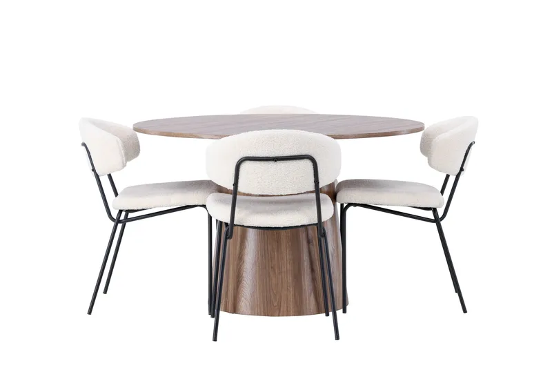 Lanzo Matgrupp 120 cm Rund med 4 Chico Stolar, Natur