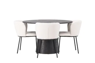 Lanzo Matgrupp 120 cm Rund med 4 Edina Stolar - Mocca - Products - Möbler - Bord & matgrupp - Matgrupp