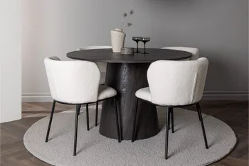 Lanzo Matgrupp 120 cm Rund med 4 Edina Stolar - Mocca - Products - Möbler - Bord & matgrupp - Matgrupp