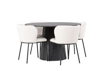 Lanzo Matgrupp 120 cm Rund med 4 Edina Stolar - Mocca - Products - Möbler - Bord & matgrupp - Matgrupp