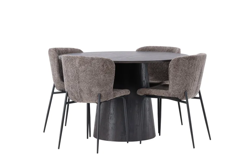 Lanzo Matgrupp 120 cm Rund med 4 Modesto stolar - Svart - Products - Möbler - Bord & matgrupp - Matgrupp