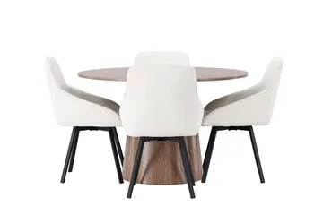 Lanzo Matgrupp 120 cm Rund med 4 Rosie Stolar, Natur