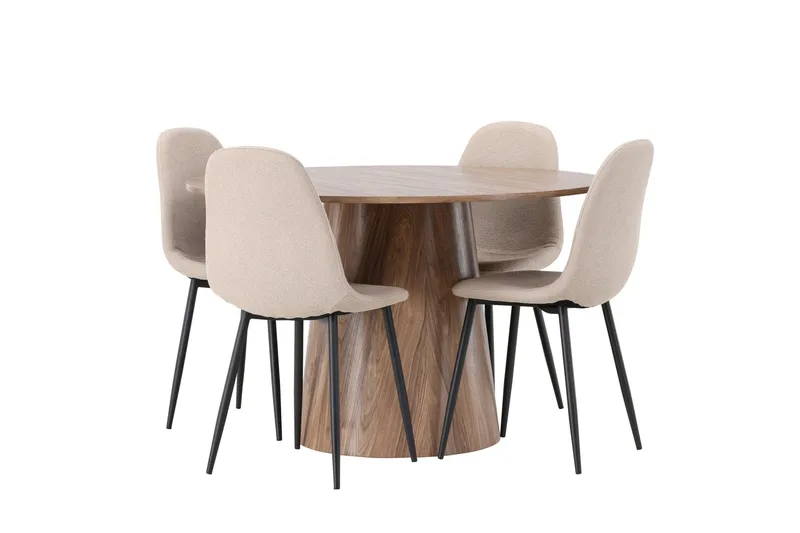 Lanzo Matgrupp 120 cm Rund med 4 Polar Stolar - Natur - Products - Möbler - Bord & matgrupp - Matgrupp