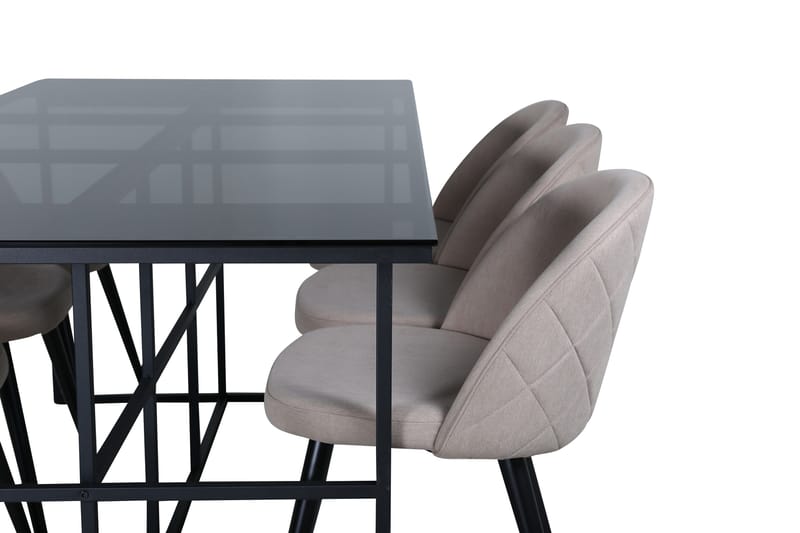 Leif Matgrupp 200 cm Rektangulär med 6 Velvet stolar - Beige - Products - Möbler - Bord & matgrupp - Matgrupp