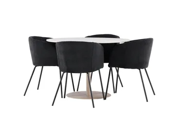 Lycke Matgrupp 110 cm Rund med 4 Berit stolar - Beige/Svart - Products - Möbler - Bord & matgrupp - Matgrupp