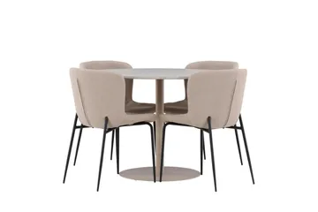 Lycke Matgrupp 110 cm Rund med 4 Modesto stolar - Beige/Beige - Products - Möbler - Bord & matgrupp - Matgrupp