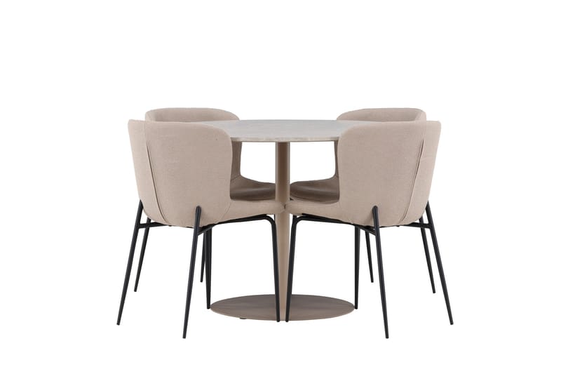 Lycke Matgrupp 110 cm Rund med 4 Modesto stolar - Beige/Beige - Products - Möbler - Bord & matgrupp - Matgrupp