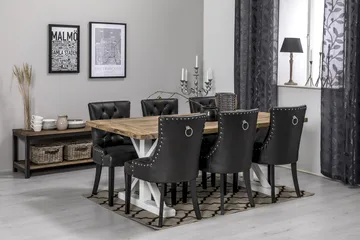 Lyon Förlängningsbar Matgrupp 200 cm med 6 Tuva Fåtölj - Natur/Vit/Svart - Products - Möbler - Bord & matgrupp - Matgrupp
