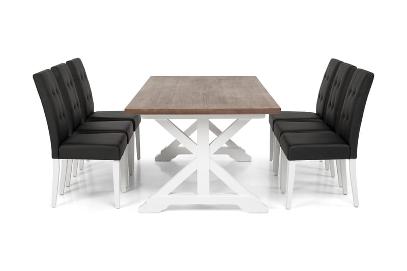 Lyon Förlängningsbar Matgrupp 200 cm med 6 Viktor Stol - Natur/Vit/Svart - Products - Möbler - Bord & matgrupp - Matgrupp