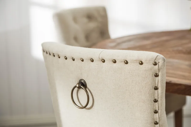 Lyon Matgrupp Ø150 cm Rund med 4 st Viktoria Stolar - Vintage Natur/Vit/Beige - Products - Möbler - Bord & matgrupp - Matgrupp