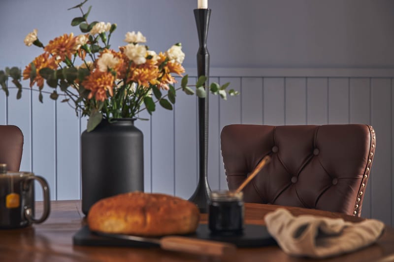 Lyon Matgrupp 120 cm Rund inkl 4 Bergviken Stolar Konstläder - Brun - Products - Möbler - Bord & matgrupp - Matgrupp