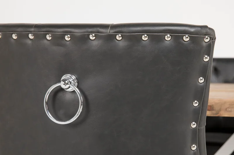 Lyon Matgrupp 150 cm Rund med 4 Tuva Fåtölj - Vintage Alm/Vit/Svart PU - Products - Möbler - Bord & matgrupp - Matgrupp