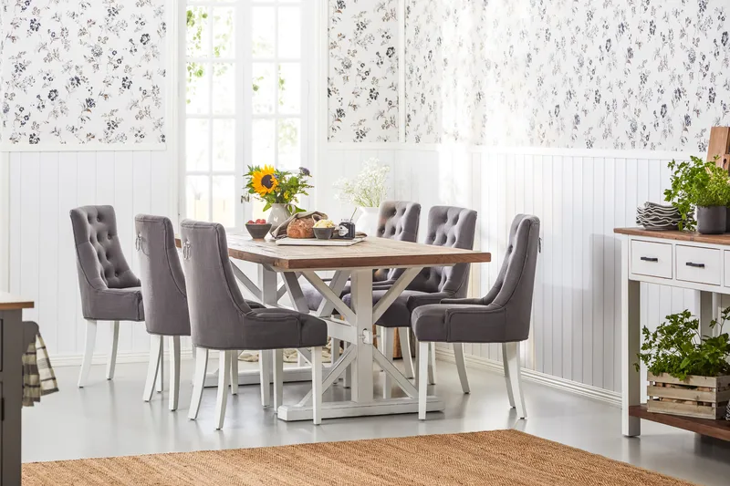 Lyon Vintage Matbord 200 cm Förlängningsbart - Natur / Vit - Products - Möbler - Bord & matgrupp - Matbord & köksbord