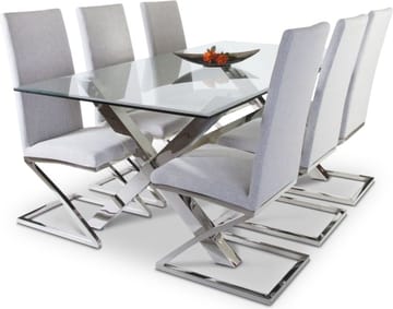 Maine glasbord 200x95 cm - Kromade ben - Metall / vit - Products - Möbler - Bord & matgrupp - Matbord & köksbord