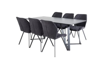 Marina Matgrupp 180 cm Rektangulär med 6 Gemma stolar - Svart - Products - Möbler - Bord & matgrupp - Matgrupp