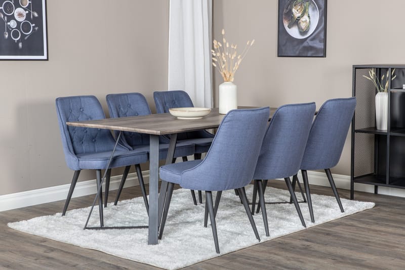 Marina Matgrupp 180 cm Rektangulär med 6 Velvet Deluxe stolar - Svart - Products - Möbler - Bord & matgrupp - Matgrupp