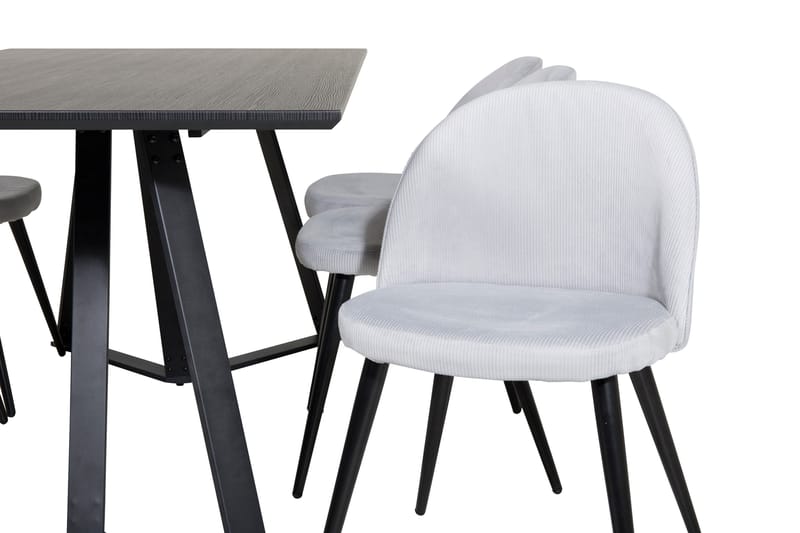 Marina Matgrupp 180 cm Rektangulär med 6 Velvet stolar - Svart - Products - Möbler - Bord & matgrupp - Matgrupp