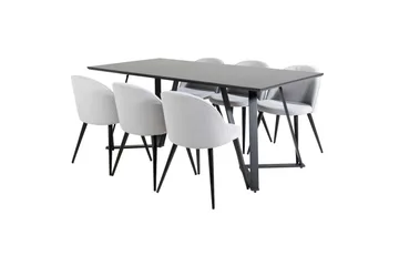 Marina Matgrupp 180 cm Rektangulär med 6 Velvet stolar - Svart - Products - Möbler - Bord & matgrupp - Matgrupp