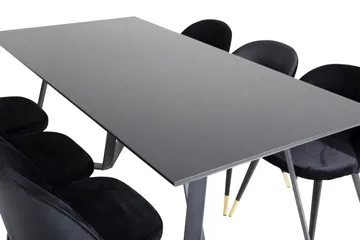 Marina Matgrupp 180 cm Rektangulär med 6 Velvet stolar - Svart/Guld - Products - Möbler - Bord & matgrupp - Matgrupp