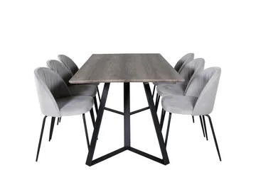 Marina Matgrupp 180 cm Rektangulär med 6 Wrinkles stolar - Svart - Products - Möbler - Bord & matgrupp - Matgrupp