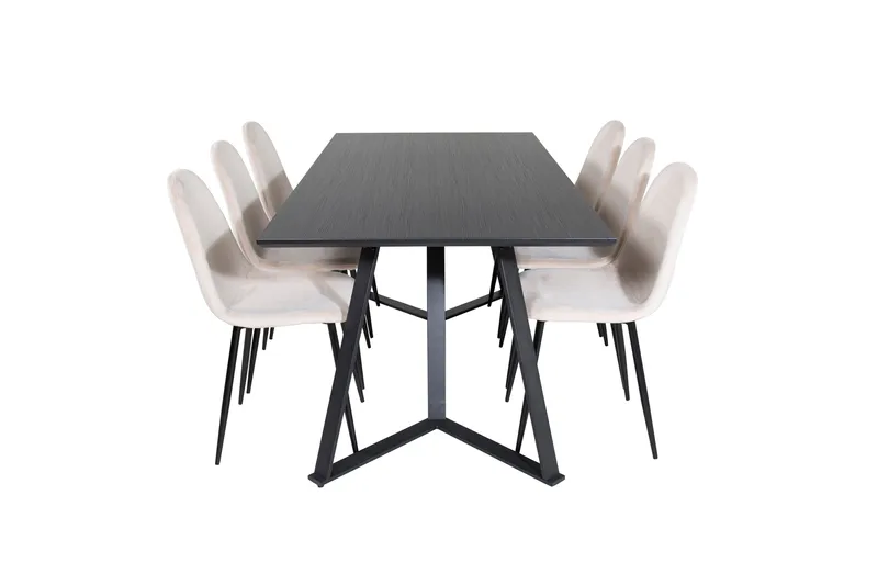 Marina Matgrupp 180 cm Rektangulär med 6 Polar stolar, Beige