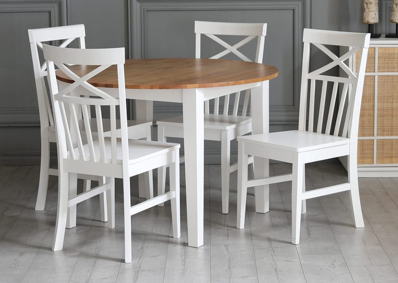 Matbord Ø110 cm ek vit - Ek/vit - Products - Möbler - Bord & matgrupp - Matbord & köksbord