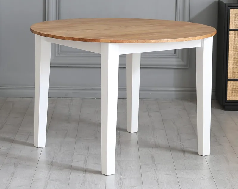 Matbord Ø110 cm ek vit, Ek/vit