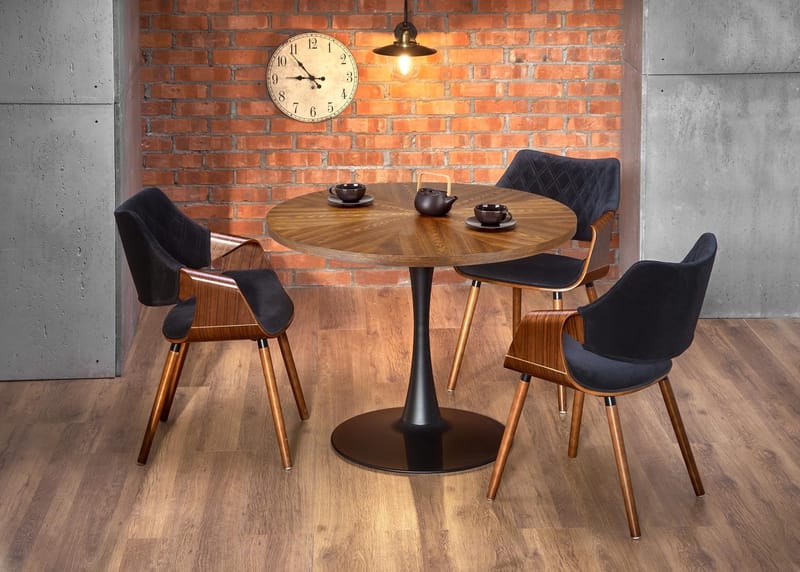 Matbord runt valnöt - svart 100 cm - Towson - Valnöt/svart - Products - Möbler - Bord & matgrupp - Matbord & köksbord