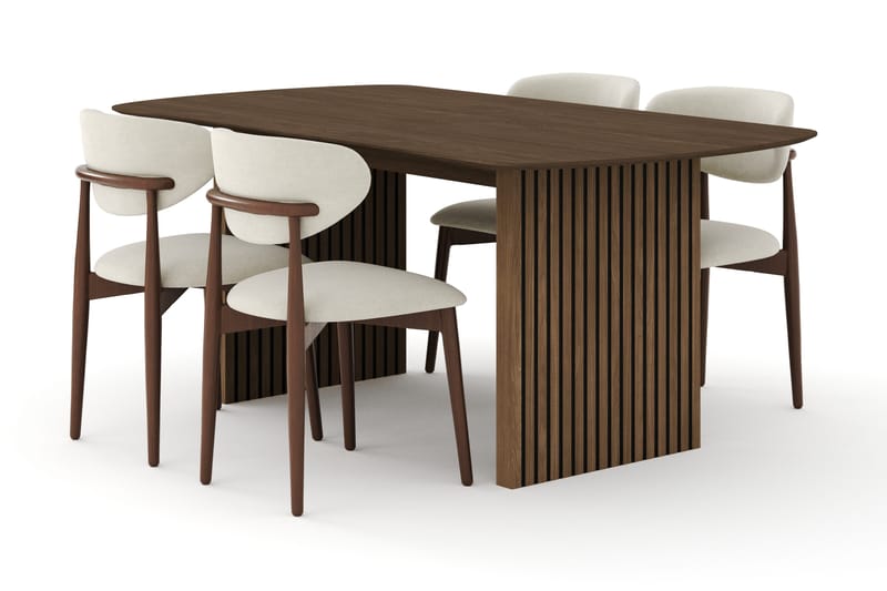 Matgrupp Bark Richeto med Molly stolar Rökt ek/beige