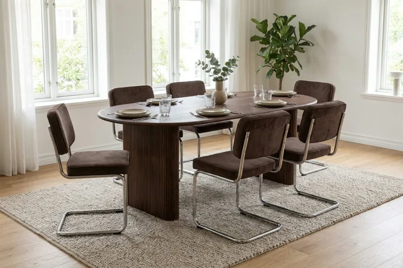 Noira Förlängningsbart Matbord 160/220x100 cm Fanér - Valnöt - Products - Möbler - Bord & matgrupp - Matbord & köksbord